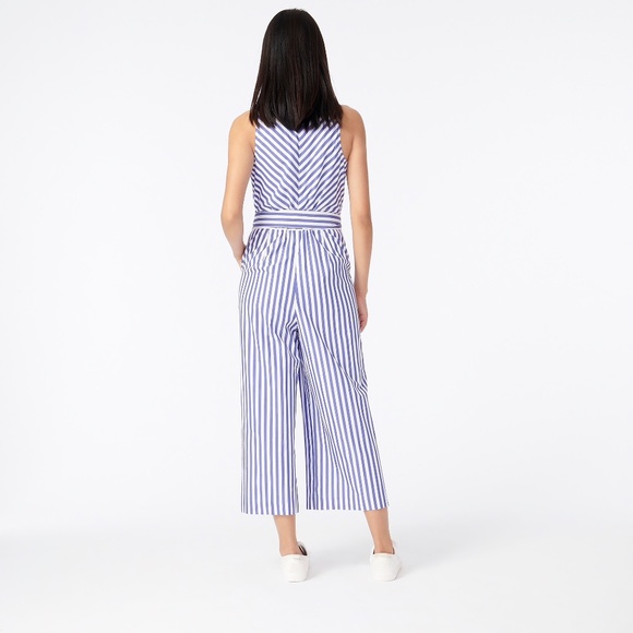 J Crew Petite V-neck Jumpsuit Striped Cotton - Picture 4 of 5